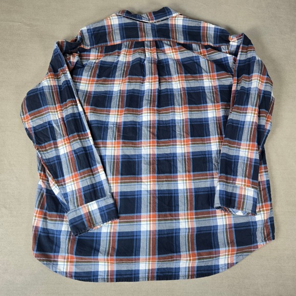 Timberland Mens XXL‎ Flannel Plaid Long Sleeve Shirt Blue Orange Casual Pocket - Picture 3 of 8